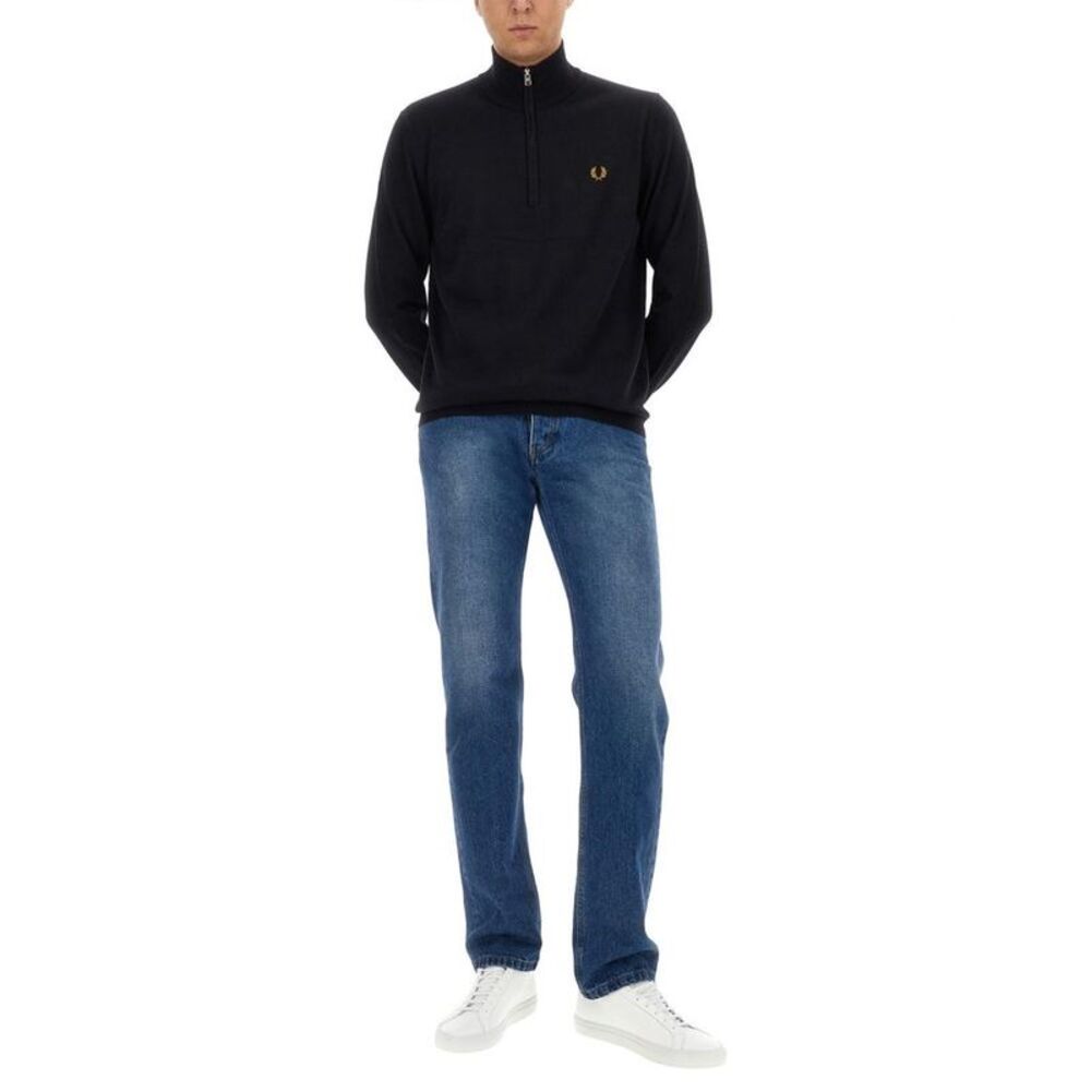 FRED PERRY Men's Quarter Zip Sweater Men BLUE Sweaters & Cardigans
